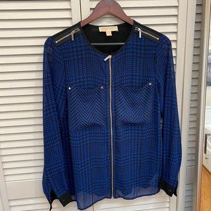 Micheal Kors Zip Front Top Navy/Black